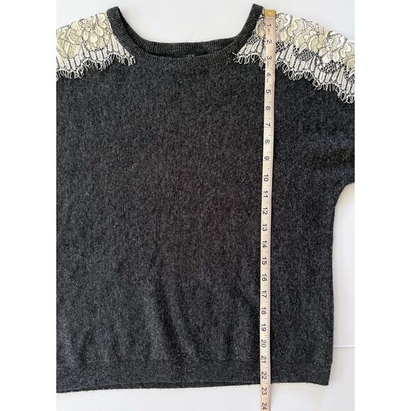 J CREW Lace-Trimmed Gray Sweater - Picture 4 of 6